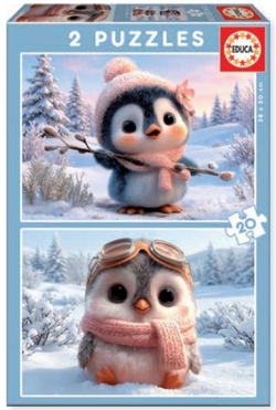 PUZZLE 2X20 PEZAS PINGUINOS ADORABLES