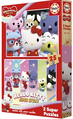 PUZZLE 2X25 PEZAS DE MADEIRA HELLO KITTY SUPERSTYLE