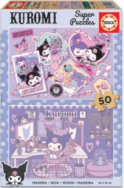 PUZZLE 2X50 PEZAS MADEIRA HELLO KITTY KUROMI