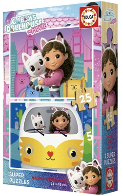 PUZZLE 2X25 PEÇAS MADEIRA GABBYS DOLLHOUSE