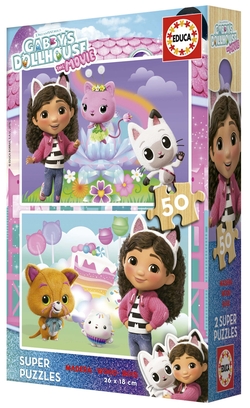 PUZZLE 2X50 PEÇAS MADEIRA GABBYS DOLLHOUSE