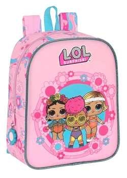 MOTXILA ESCOLA BRESSOL AD.CARRO LOL SUR. GLOW GIRL 22X27X10CM