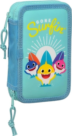 PLUMIER DOUBLE PETIT 28 PIÈCES BABY SHARK SURFING