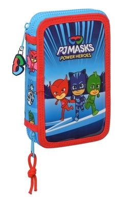 PLUMIER DOBLE PQÑO 28 PCS PJMASKS 12,5X19,5X4CM