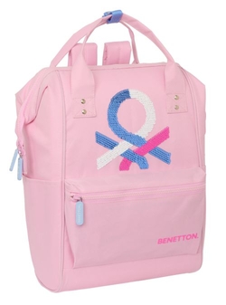 CARTABLE AVEC ASAS POUR PORTATIL 13 BENETTON PINK 27X4X19CM