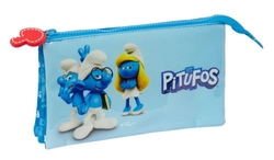 PORTATODO TRIPLE LOS PITUFOS 22x12x3cm