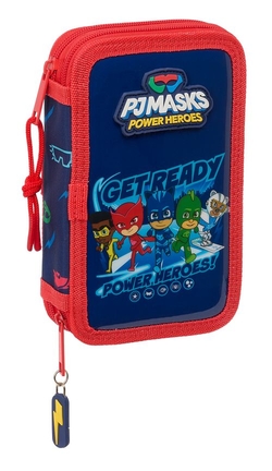 PLUMIER DOBLE PQÑO 28 PCS PJMASKS READY 12,5X19,5X4CM