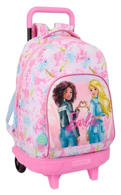 MOCHILA GRANDE CON RUEDAS COMPACT EXTRAIBLE BARBIE PAINTERLY 33x45x22cm