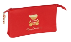 ETUI TRIPLE OSITO ROUGE FELICES FIESTAS 22X12X3CM
