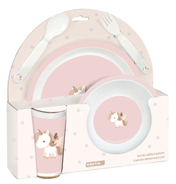 CONJUNTO DE REFEIÇÃO/ALIMENTAÇÃO INFANTIL MEALTIME SET PRÉ-ESCOLAR UNICORNIO 26X26X9CM