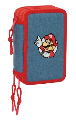 PLUMIER TRIPLE 37 PIEZAS SUPER MARIO 12,5x19,5x5,5cm