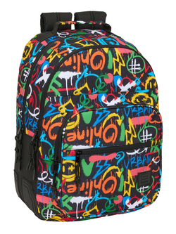 MOCHILA DOBLE ADAPT.CARRO SAFTA GRAFFITI COLORS 32X42X15CM
