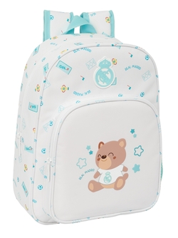 MOCHILA INFANTIL AD.CARRO REAL MADRID PR BRANCA 26X34X11CM