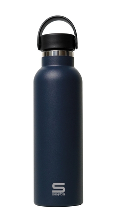 GARRAFA TERMO EXT. BORRACHA 600ML SAFTA MARINHO 25X7,3X7,3CM