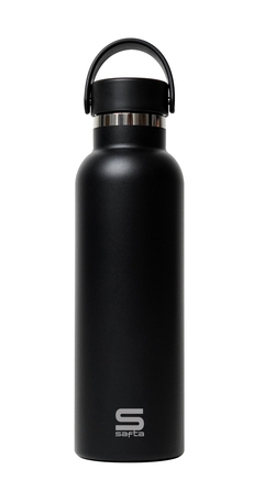 GARRAFA TERMO EXTERIOR BORRACHA 600ML SAFTA PRETO 25X7,3X7,3CM