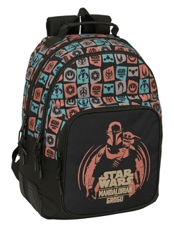 MOTXILA DOBLE ADAPT.CARRO MANDALORIAN & GROGU 32X42X15CM