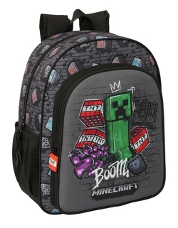 MOCHILA JUNIOR ADAPTABLE A CARRO MINECRAFT GRAFFITI 32x38x12cm