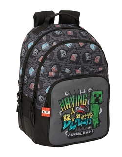 MOCHILA DOBLE ADAPTABLE A CARRO MINECRAFT GRAFFITI 32x42x15cm