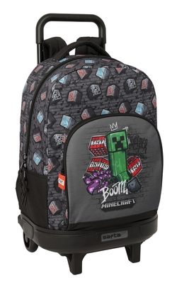 MOCHILA GRANDE CON RUEDAS COMPACT EXTRAIBLE MINECRAFT GRAFFITI 33x45x22cm