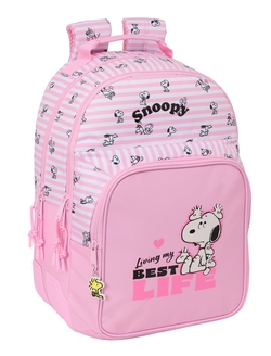 MOCHILA DOBLE ADAPTABLE A CARRO SNOOPY 32x42x15cm