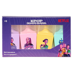 SET DE 4 MARCADORES FLUORESCENTES K-POP DEMON HUNTERS