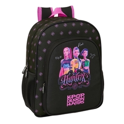 MOCHILA JUNIOR ADAPTABLE A CARRO K-POP DEMON HUNTERS NEGRA