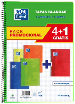 PACK 4+5 FOLIO NOTEPADS 80 SHEETS 90G GRAPH 4X4 W/M BRIGHT COLORS