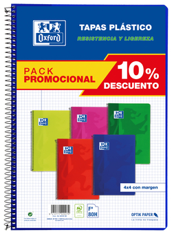 PACK OF 5 FOLIO NOTEPADS 80 SHEETS GRAPH 4X4 W/M PLASTIC COVER BRIGHT COLORS