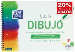 BLOC DIBUIX ESPIRAL RECUADRO 2 TALADROS A4+ 20H 130G.