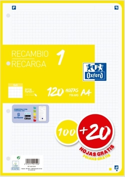 PIÈCE DE RECHANGE 1 COULEUR A4 100+20H 90G CUADRICULA 5X5 LIMA