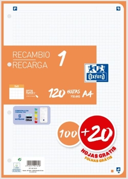 PIÈCE DE RECHANGE 1 COULEUR A4 100+20H 90G CUADRICULA 5X5 ORANGE