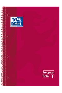 PACK/5 BLOC A4+ 80H 90G. CUAD.5X5 ROUGE EUROPEANBOOK1 OXFORD