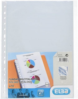PACK OF 10 SHEET PROTECTORS FOLIO MULTI-HOLE 70MC CRISTAL