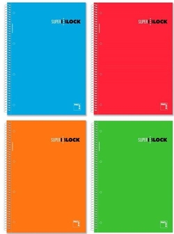 PACK/4 SUPERBLOCK A4 160H 60G CUAD.5X5+GRECA T.DURA MICROP.