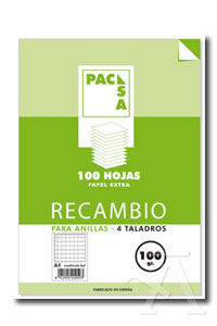RECANVI A4 100H 4 TALADROS 100G CUAD.4X4 C/M PACSA