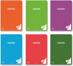 Paq/6 libreta a4 48h 90g pauta 2.5 c/m flexipac tapa plastico colores surtidos