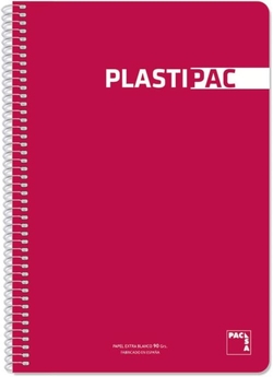 PACK/5 BLOC Fº 80H 90G CUAD 4X4 PLASTIPAC COULEUR ROUGE