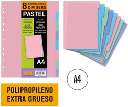 BORSA SEPARADORES A4 EXTRA-FORT 8 PESTAÑAS PASTEL MULTITA