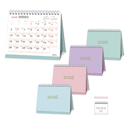 CALENDARIO 2026 SOBREMESA PASTEL FORNECIDO 17X13,5 CM