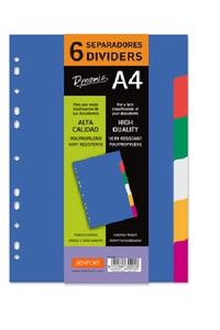 SACO SEPARADORES A4 EXTRA-FORTE 6 SECÇÕES PERFURADO