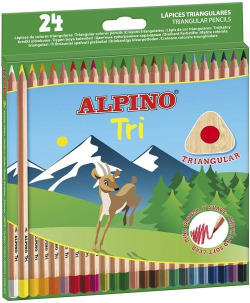 ÉTUI 24 CRAYONS DE COULEURS ALPINO TRI COULEURS ASSORTIMENTS