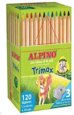 PACK OF 120 COLORED PENCILS ALPINO TRIMAX JUMBO