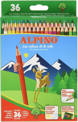 BOX OF 36 COLORED PENCILS ALPINO ASSORTED