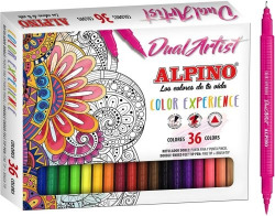 BOX OF 36 MARKERS DOUBLE TIP DUAL ARTIST  ASSORTED COLORS