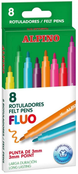 BOX OF 8 MARKERS ALPINO FLUOR