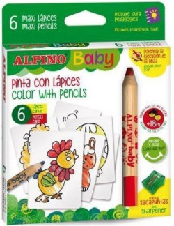 ESTOJO 6 LÁPIS ALPINO BABY + CARTAS PARA COLOREAR