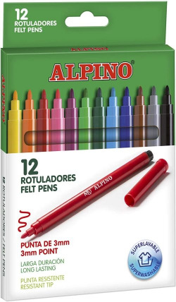 BOX OF 12 STANDARD MARKERS FINE TIP ALPINO