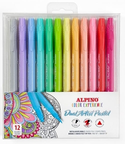 ÉTUI 12 STYLOS FEUTRE DOUBLE POINTE DUAL ARTIST PASTEL