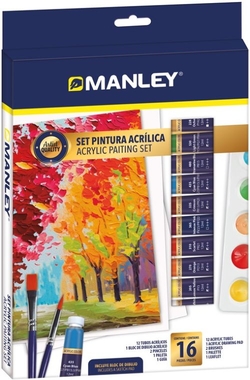 SET 16 PEZAS PINTURA ACRILICA MANLEY