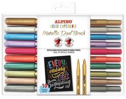 ESTOIG 10 RETOLADORS DOBLE PUNTA DUAL BRUSH COL. METALICO